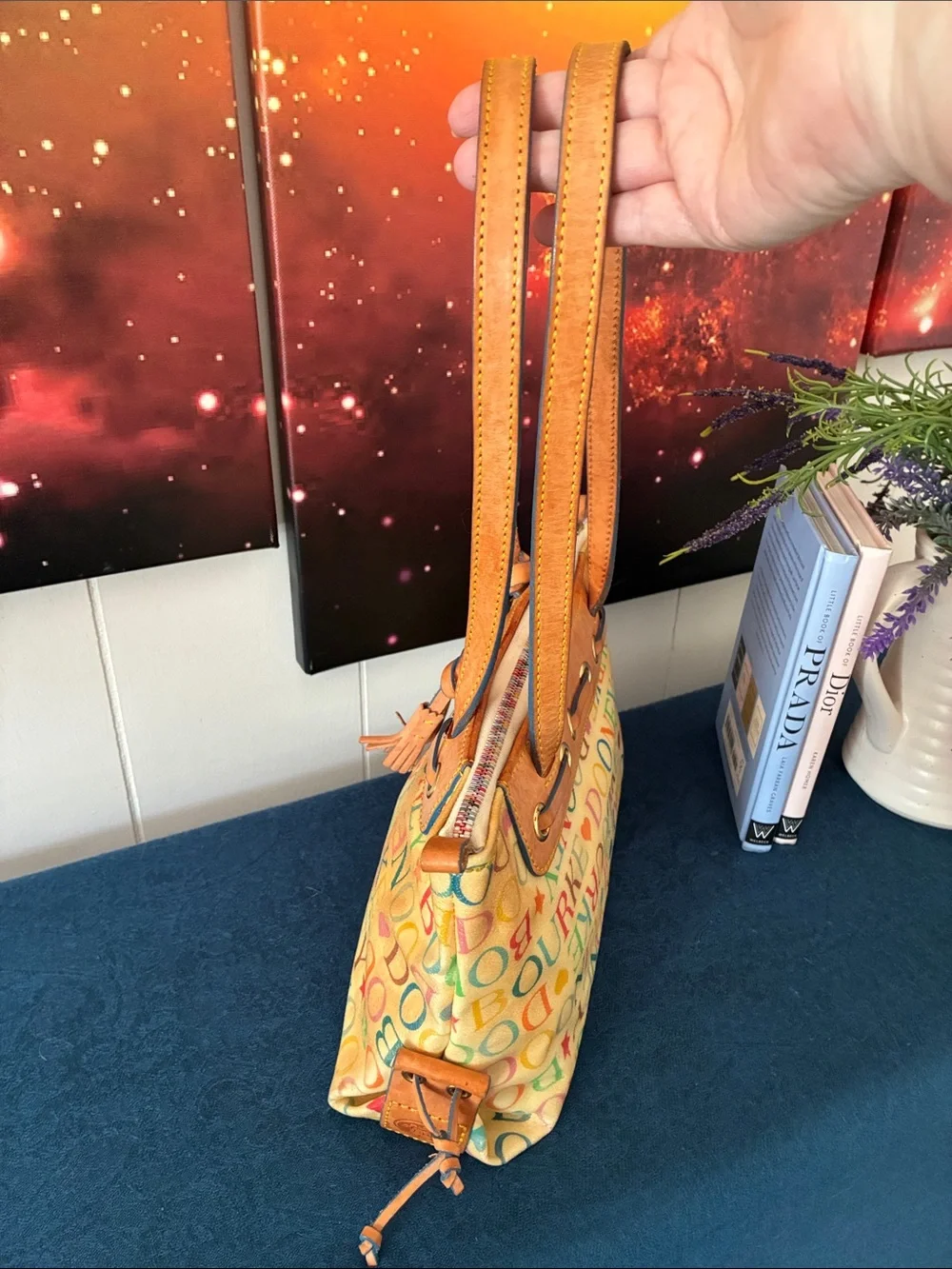 Vintage Dooney & Bourke Rainbow Monogram Satchel